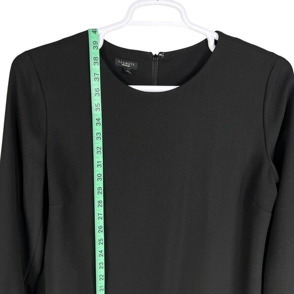 Talbots Womens 16 Black Shift Dress Long Sleeve Rhinestone Cuff Buttons Elegant - Picture 12 of 16